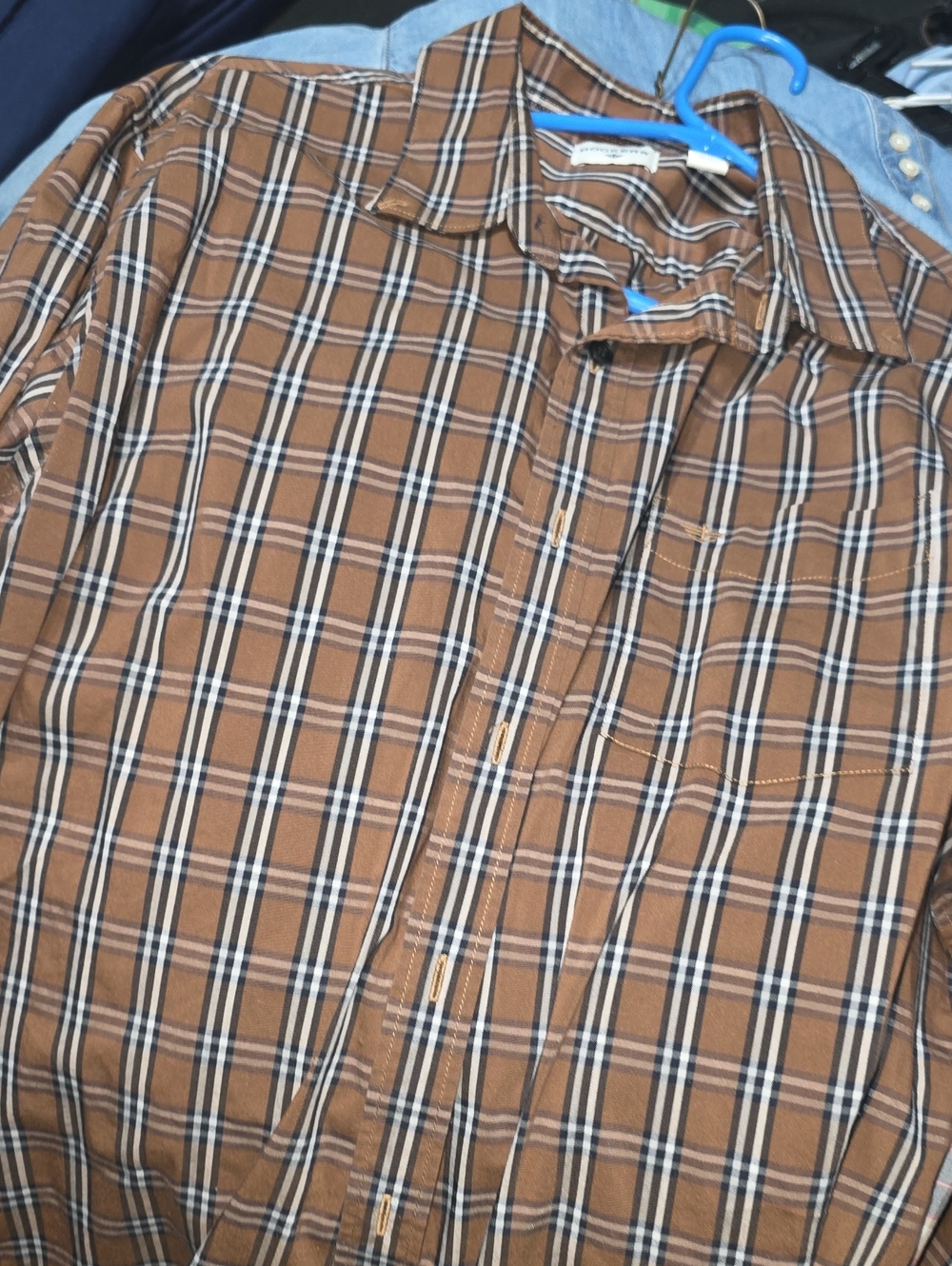 Dockers XL Brown Plaid Men's Button-Down Shirt